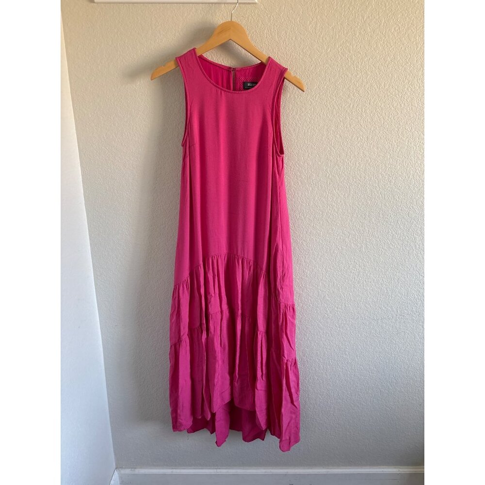 Anthropologie Maeve Hot Pink Ruffle Maxi Dress Tank Top